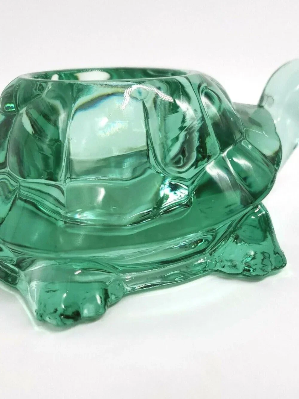 Vintage Indiana Glass Green Turtle Tealight or Votive Candle Holder